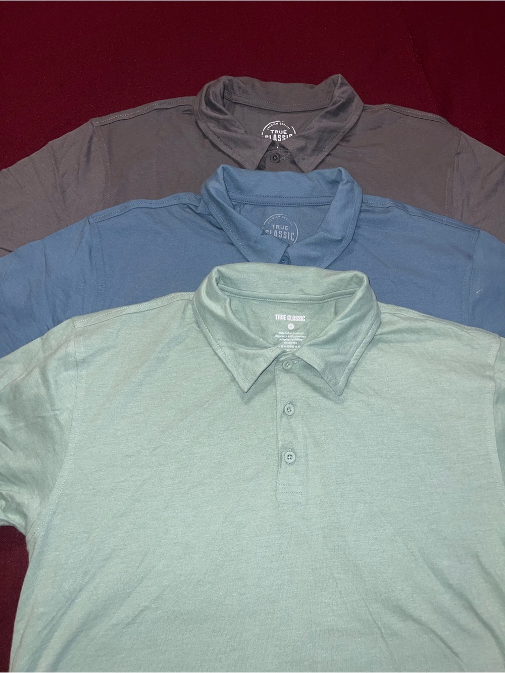 True Classic Men’s Polo Shirt -green blue and gray size Medium